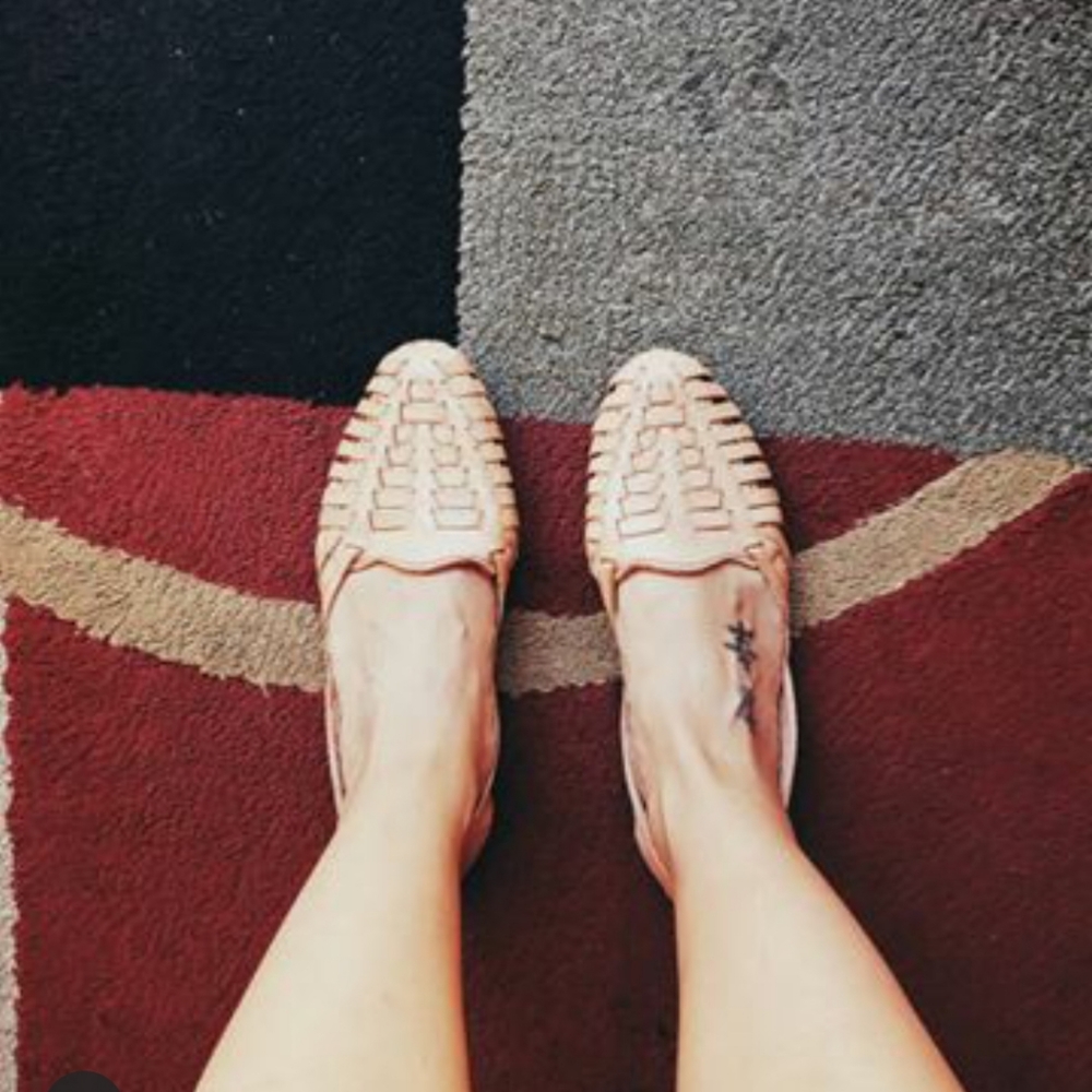 Genuine leather huarache flats